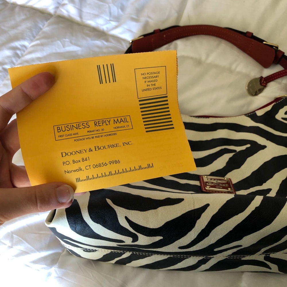 Dooney & Bourke Zebra Print handbag with Red Trim - Picture 4 of 10